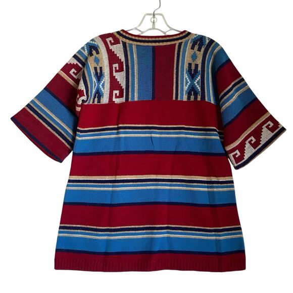 Vintage Pandora Knit Sweater M Aztec Tribal Short Sleeve Native American Navajo - Picture 2 of 4